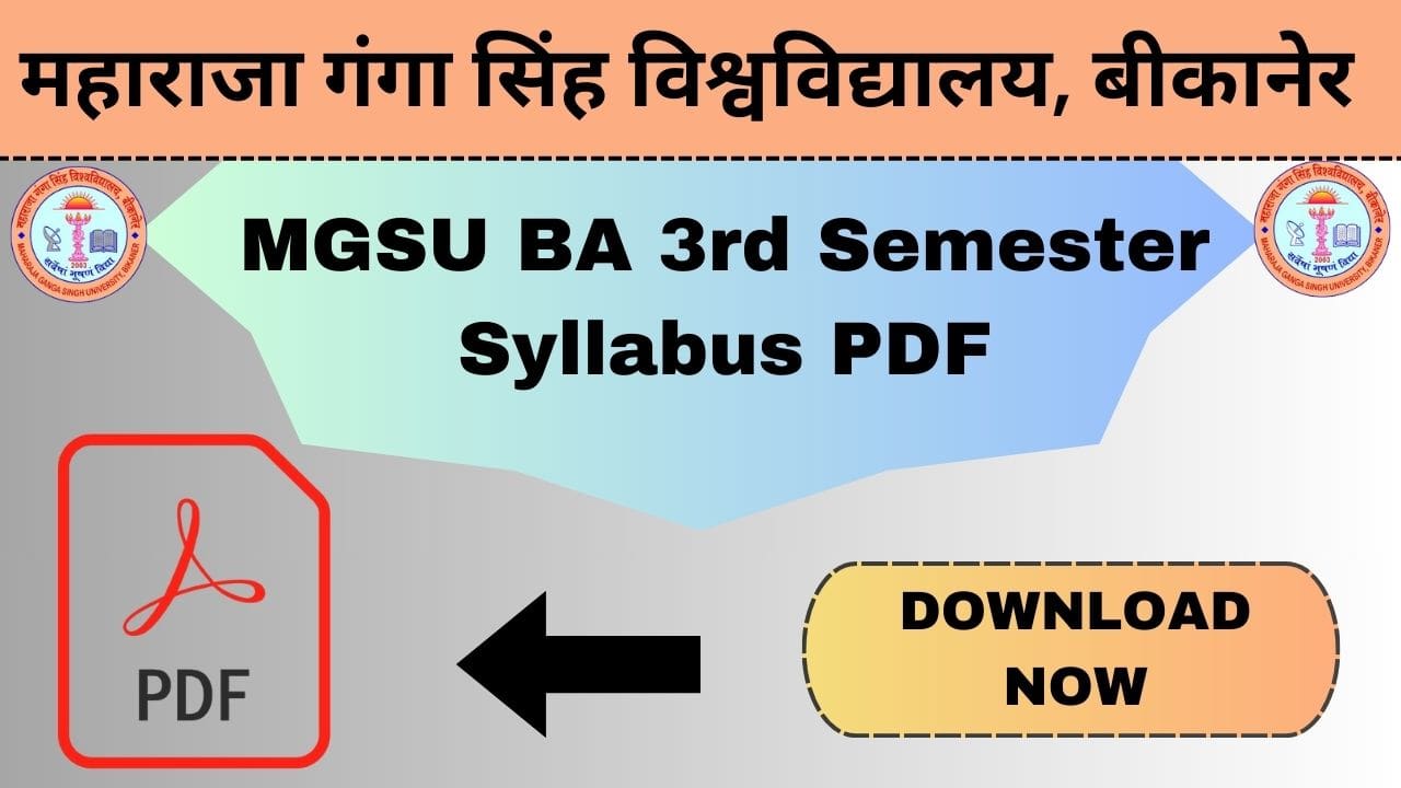 MGSU BA 3rd Semester Syllabus 2025 pdf Download